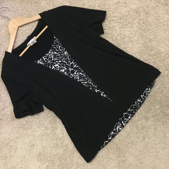 Tradition Made in Canada Black Open Short Sleeve Cardigan With Batik Shirt 2in1 - Picture 12 of 16